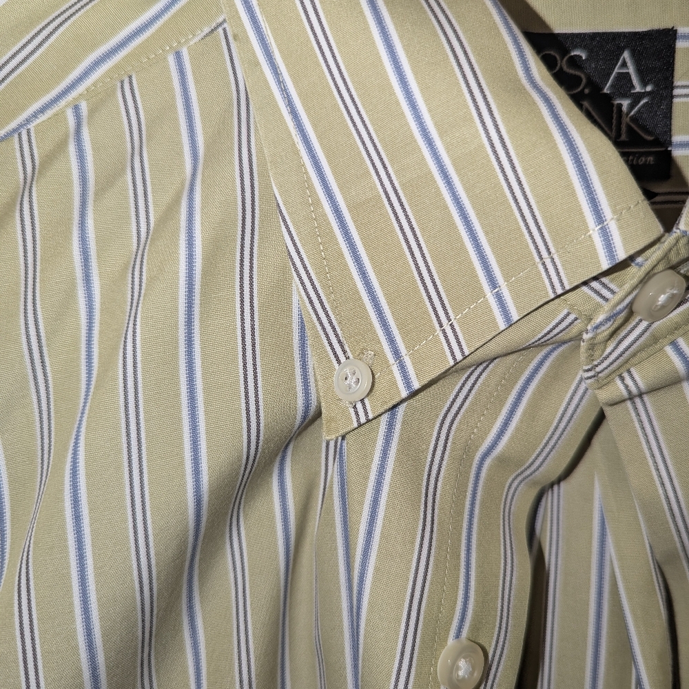 Jos. A. Bank Striped Shirt in Olive and Blue